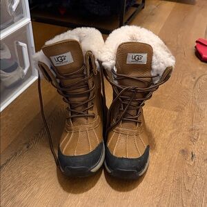 UGG Tan and Black Lace-Up Boots